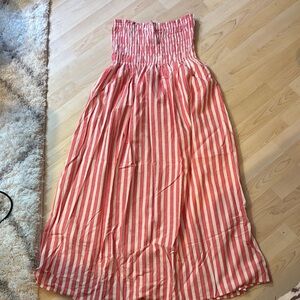 Universal Thread Pink and White Smocked Strapless Sundress